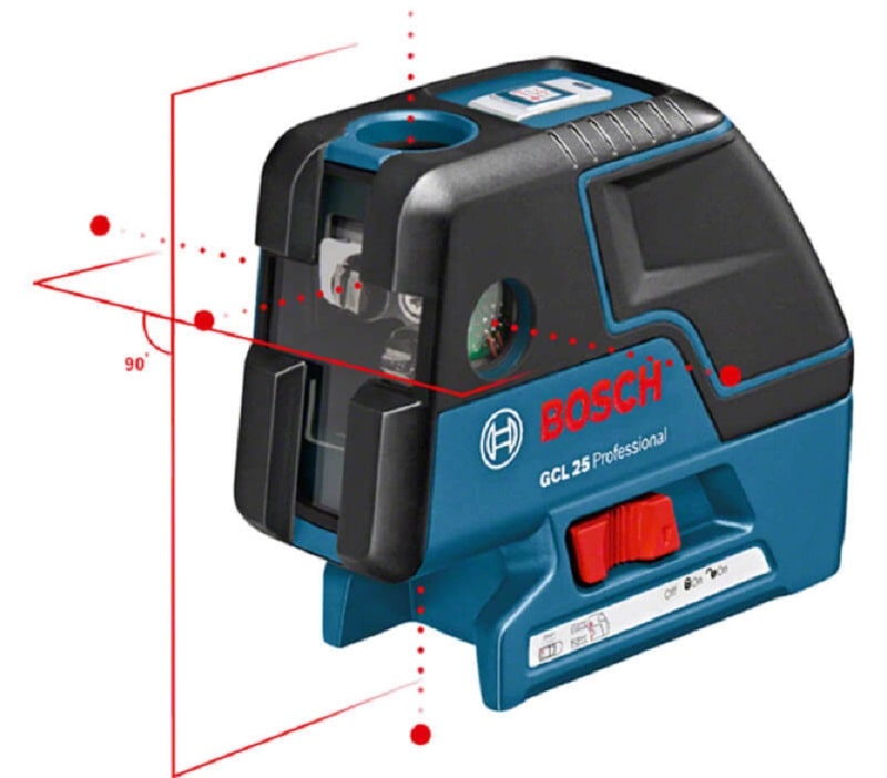 Máy cân mực laser kết hợp tia và điểm Bosch GCL 25 gồm 1 tia dọc và 1 tia ngang vuông góc 90o Máy cân mực laser kết hợp tia và điểm Bosch GCL 25 gồm 1 tia dọc và 1 tia ngang vuông góc 90o