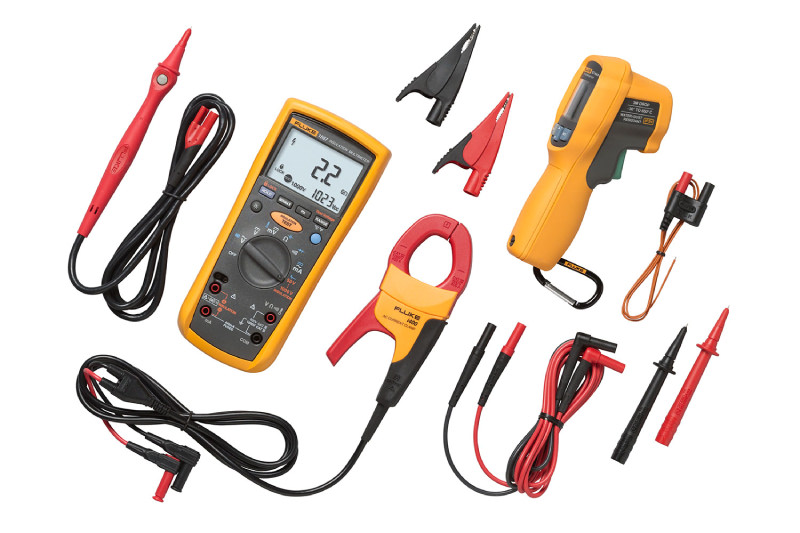 FLUKE 1587/ET là sự kết hợp của 3 công cụ hiện đại là đồng hồ vạn năng, kẹp đo dòng Fluke i400 và nhiệt kế hồng ngoại mini Fluke 62.
