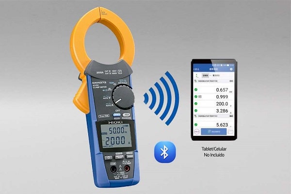 Ampe kìm Hioki CM4374 có chức năng liên lạc Bluetooth, cho phép theo dõi và ghi lại dữ liệu từ thiết bị thông minh nhanh chóng.
