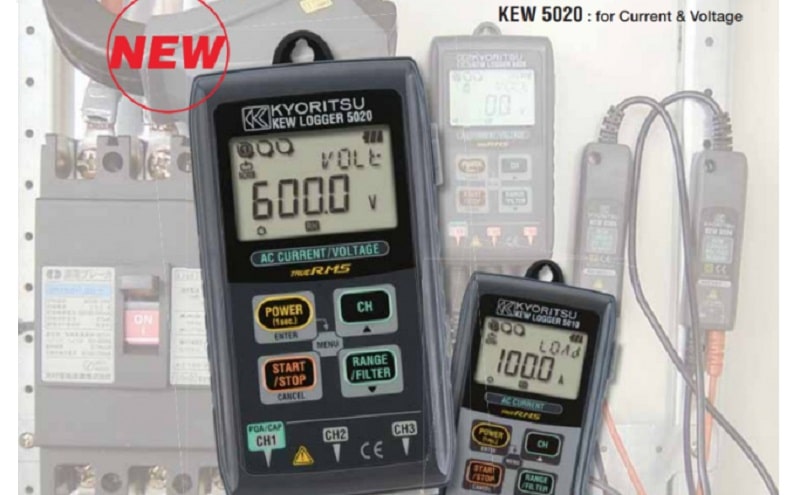  Kyoritsu 5020 là một bộ ghi dữ liệu có khả năng đo dòng điện rò rỉ và dòng điện tải