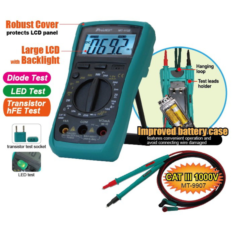 Đồng hồ vạn năng Pro’skit MT-1132 có khả năng chịu lực tốt Đồng hồ vạn năng Pro’skit MT-1132 có khả năng chịu lực tốt