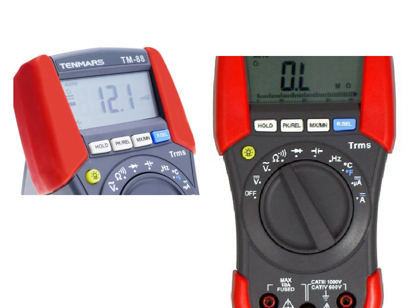Đồng hồ vạn năng Tenmars TM-88 đáp ứng tiêu chuẩn điện áp CAT IV 600V và CAT III 1000V. Đồng hồ vạn năng Tenmars TM-88 đáp ứng tiêu chuẩn điện áp CAT IV 600V và CAT III 1000V.