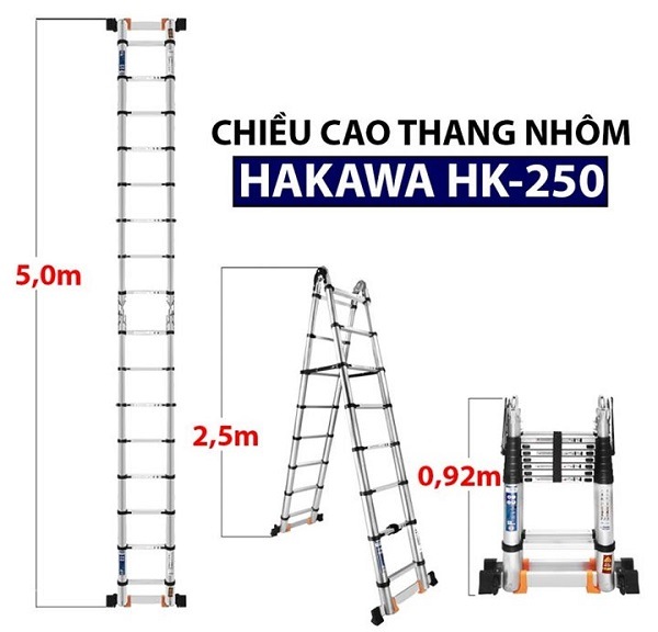  Thang nhôm rút đôi Hakawa HK250