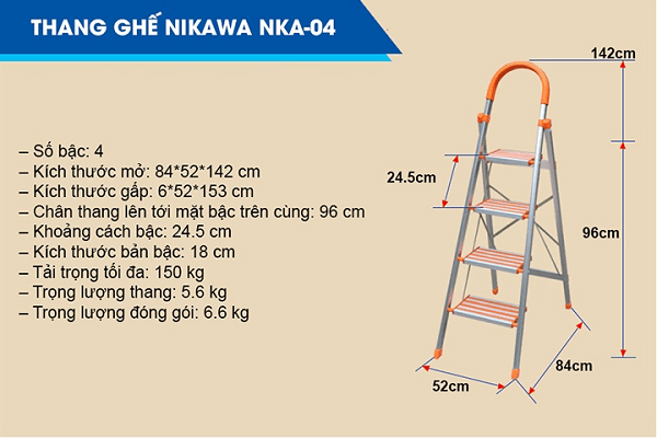  Thang nhôm ghế Nikawa NKA-04