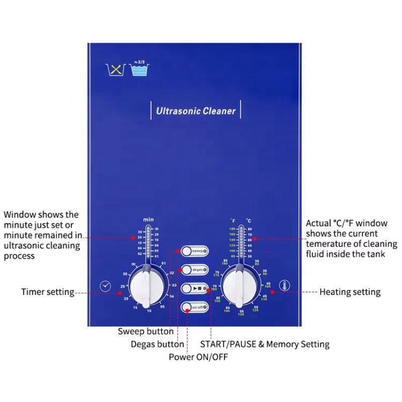 Bảng điều khiển của bể rửa siêu âm Derui DR-DS100