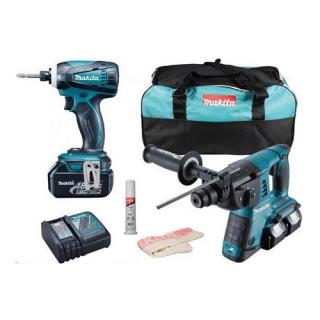 Bộ máy khoan bê tông, máy vặn vít dùng pin Makita DLX2071PM1 (DHR263+DTD146) (18V)