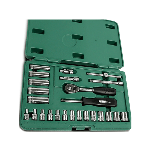 Bộ đầu tuýp 25 chi tiết 1/4in, hệ mét Sata 09001 Bộ đầu tuýp 25 chi tiết 1/4in, hệ mét Sata 09001