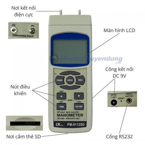 Áp kế đo 200 mbar Lutron PM-9112SD