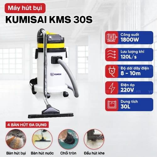 Máy hút bụi công nghiệp Kumisai KMS30S thùng nhựa vàng 