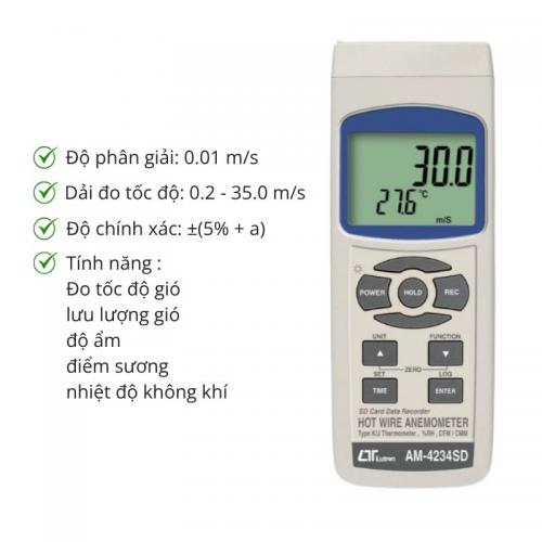 Máy đo gió nhiệt độ và độ ẩm Lutron AM-4234SD