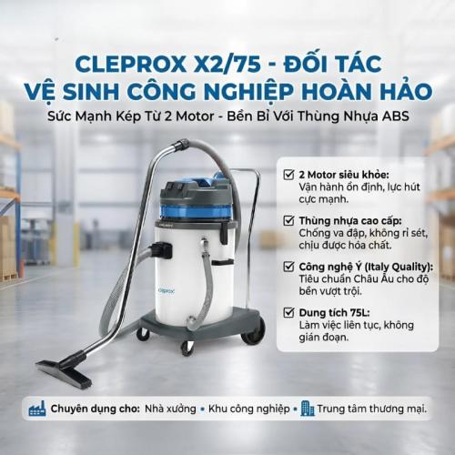 Máy hút bụi CleproX X-2/75 thùng nhựa