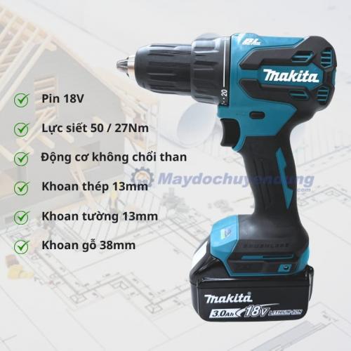 Máy khoan búa vặn vít pin Makita DHP490SFX1 (1 pin, 1 sạc)