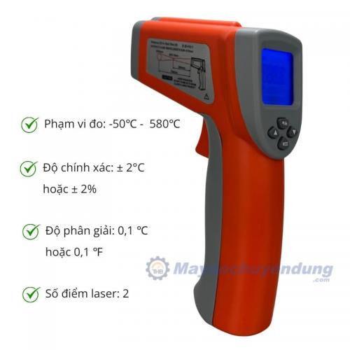 Súng đo nhiệt đến 580 độ, 2 tia laser DT8580