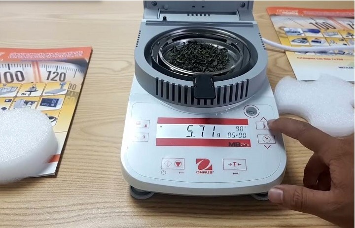 Cài đặt nhiệt độ sấy cân sấy ẩm MB23