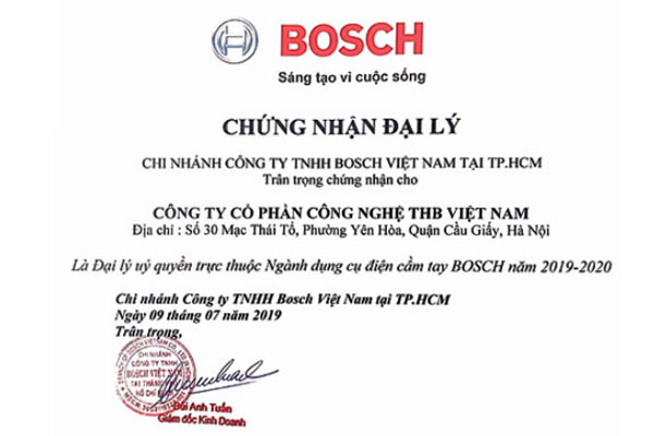 Chứng nhận đại lý Bosch của THB Việt Nam