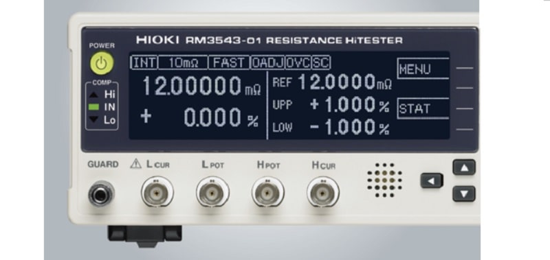 RM3543 là máy đo điện trở có thể đo các giá trị điện trở shunt thấp và các giá trị điện trở DC khác với độ chính xác cao là 0,16% RM3543 là máy đo điện trở có thể đo các giá trị điện trở shunt thấp và các giá trị điện trở DC khác với độ chính xác cao là 0,16%