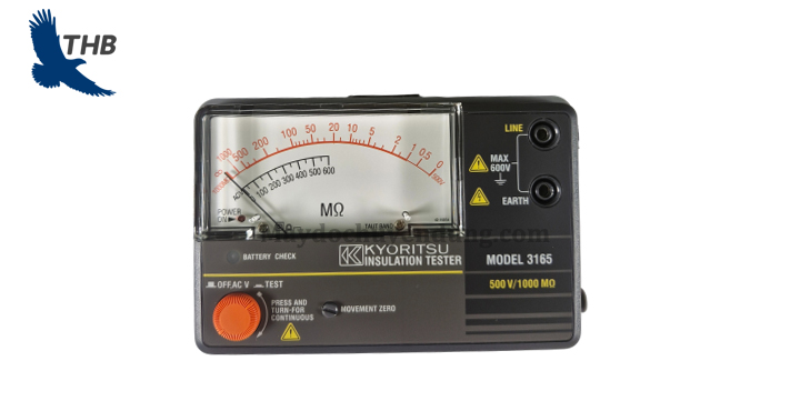 Kyoritsu 3165 cung cấp dải đo điện trở cách điện lên đến 1000MΩ