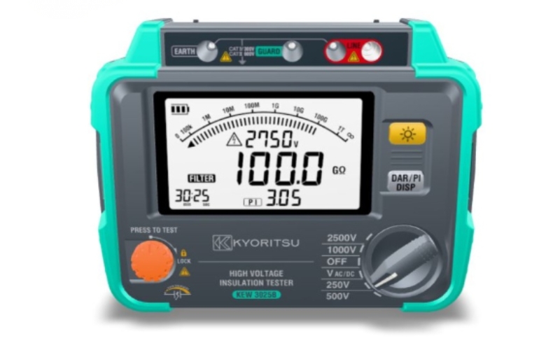 Đồng hồ megomet Kyoritsu 3025B thiết kế bền chắc, tiện lợi khi thao tác 