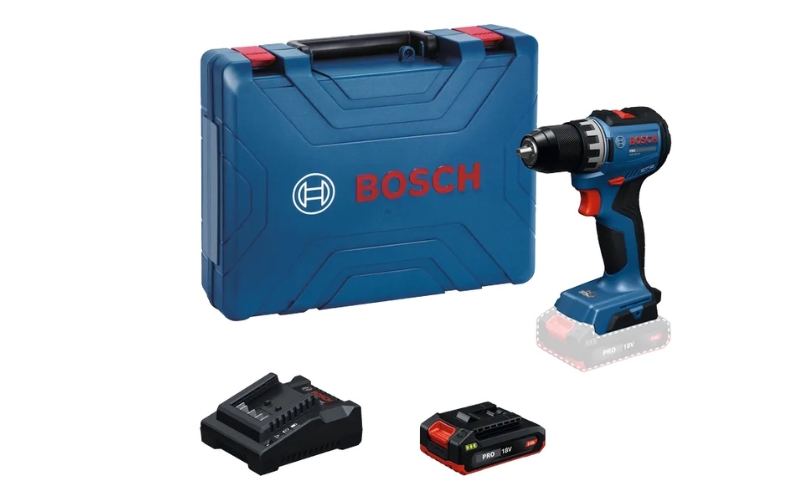 Bộ sản phẩm gồm 1 máy khoan Bosch GSR 18V-52, 1 pin và 1 sạc chính hãng
