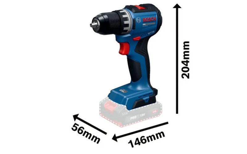 Máy khoan pin Bosch GSR 18V-52 SOLO nhỏ gọn, kết cấu chắc chắn