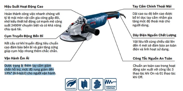 Hình ảnh máy mài góc lớn Bosch GWS 24-180/230