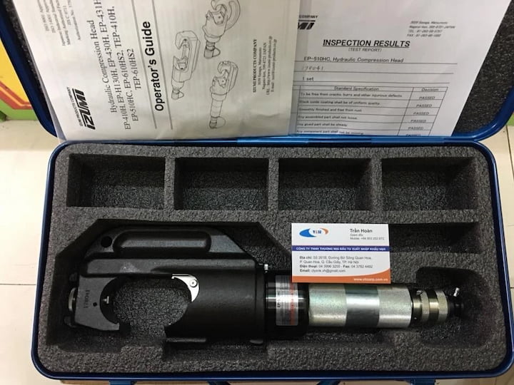 Đầu ép cos thủy lực IZUMI EP-510HC hoạt động với lực ép tối đa 118kN