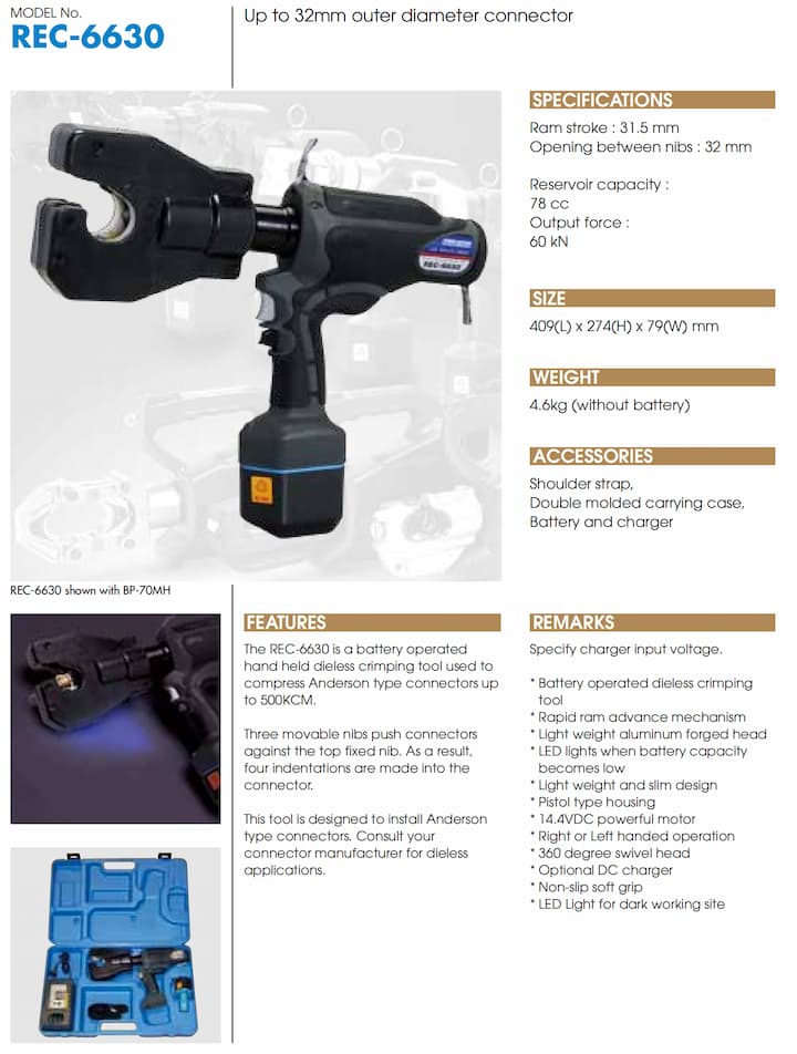 IZUMI REC-6630 được trang bị đèn LED chiếu sáng, hỗ trợ làm việc hiệu quả trong điều kiện thiếu sáng