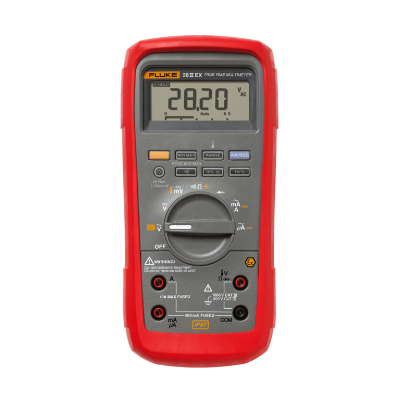 Fluke 28 II Ex cũng được tích hợp chuẩn chống nước, chống bụi và chống va đập đảm bảo mạnh mẽ