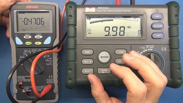 Đồng hồ vạn năng Sanwa PC7000 đo tụ với các dải đo 50n/500n/5µ/50µ/500m/25mF 