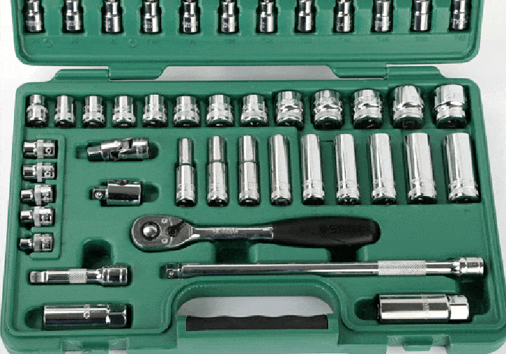 Bộ đầu tuýp 58 chi tiết 3/8in, hệ mét Sata 09004 Bộ đầu tuýp 58 chi tiết 3/8in, hệ mét Sata 09004