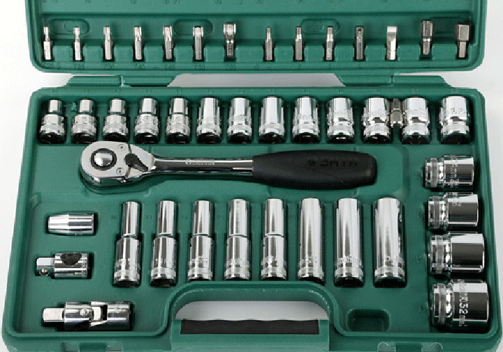 Bộ đầu tuýp 58 chi tiết 1/2in, hệ mét Sata 09007 Bộ đầu tuýp 58 chi tiết 1/2in, hệ mét Sata 09007