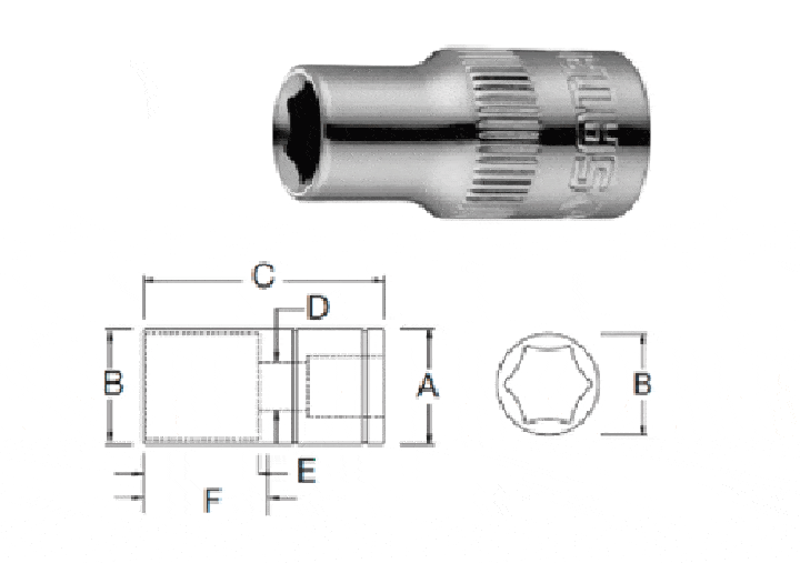 Đầu tuýp 6 cạnh 1/4in - 14mm Sata 11314 Đầu tuýp 6 cạnh 1/4in - 14mm Sata 11314