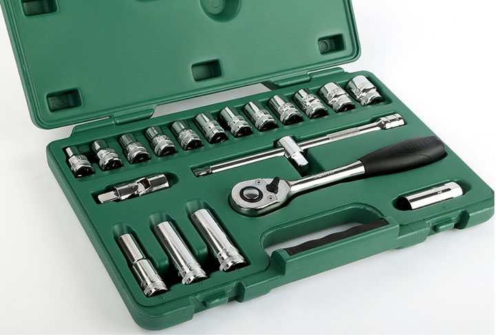 Bộ đầu tuýp 20 chi tiết 1/2in, hệ mét Sata 09005 Bộ đầu tuýp 20 chi tiết 1/2in, hệ mét Sata 09005