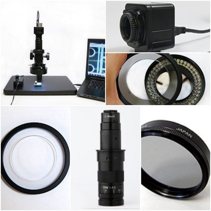 Kính hiển vi điện tử Shodensha HTG300PC2 được gắn ống kính Zoom quang học 6 lần, tổng độ phóng đại 20-120 lần. 