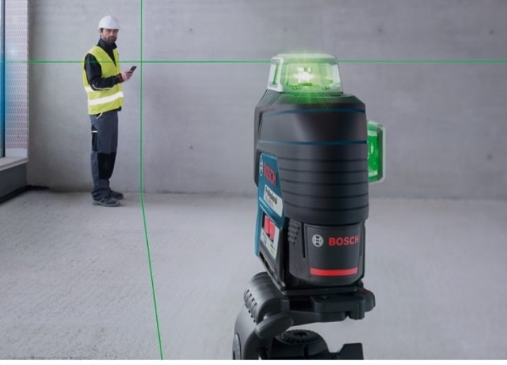 Máy cân bằng Bosch GLL 3-80 tia xanh rõ nét Máy cân bằng Bosch GLL 3-80 tia xanh rõ nét