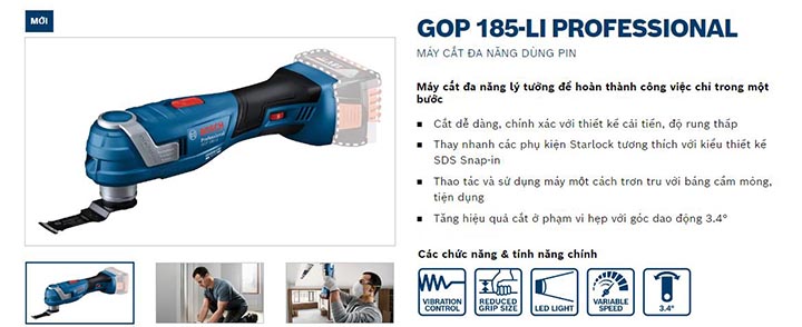 Máy cắt Bosch GOP 185-LI hoạt động mạnh mẽ