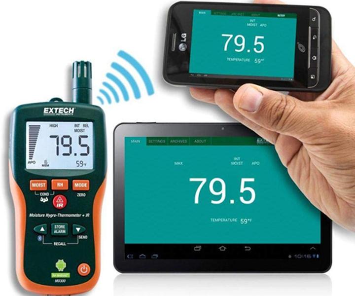Máy đo độ ẩm Pinless với Bluetooth Extech MO300 Máy đo độ ẩm Pinless với Bluetooth Extech MO300
