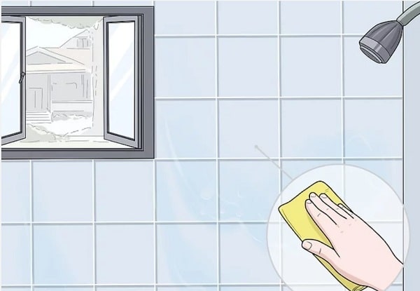 Tránh nước ngưng tụ bằng cách lâu sạch tường sau khi tắm