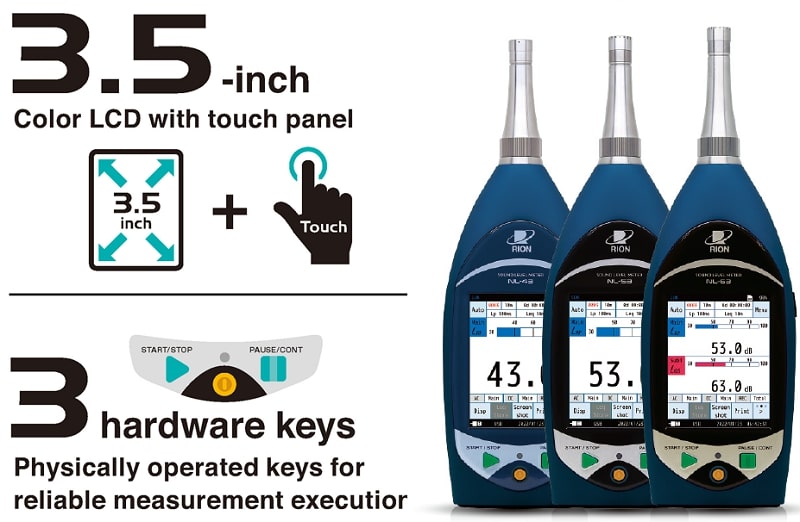 Màn hình cảm ứng trên máy đo độ ồn Rion NL-63