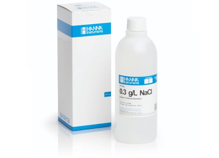 HI7085L là dung dịch chuẩn hiệu chuẩn NaCl 0,3 g / L 