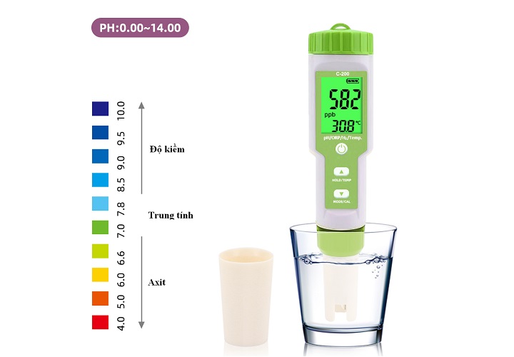 Bút đo 4 in 1 PH/ORP/H2/TEMP C200 dùng thực tế Bút đo 4 in 1 PH/ORP/H2/TEMP C200 dùng thực tế