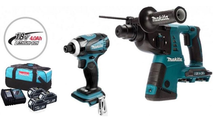 Bộ máy khoan bê tông, máy vặn vít dùng pin Makita DLX2071PM1 Bộ máy khoan bê tông, máy vặn vít dùng pin Makita DLX2071PM1