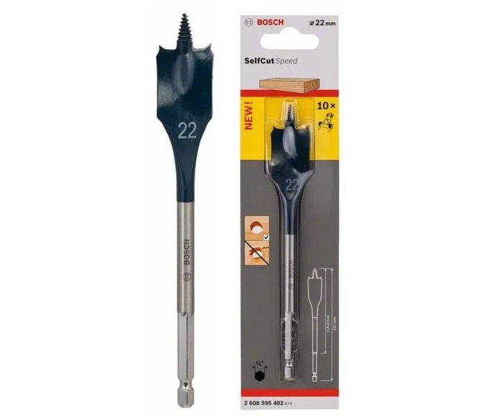 Mũi khoét gỗ đuôi cá SELFCUT 22x152mm Bosch 2608595492
