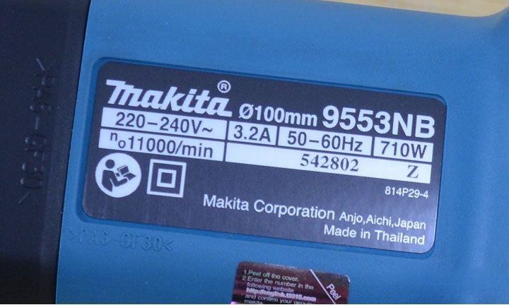 Thông số kỹ thuật trên máy mài góc Makita 9553NB Thông số kỹ thuật trên máy mài góc Makita 9553NB