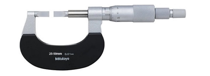 Panme Mitutoyo 122-102 thiết kế đầu dẹt giúp kẹp vật đo dễ dàng Panme Mitutoyo 122-102 thiết kế đầu dẹt giúp kẹp vật đo dễ dàng