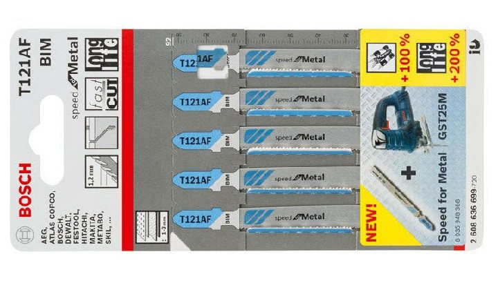 Lưỡi cưa lọng T 121 AF - Sắt (bộ 5 lưỡi) Bosch 2608636699 Lưỡi cưa lọng T 121 AF - Sắt (bộ 5 lưỡi) Bosch 2608636699