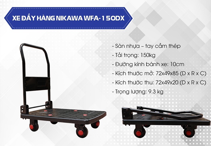 Xe đẩy hàng Nikawa WFA-150DX thiết kế gọn nhẹ