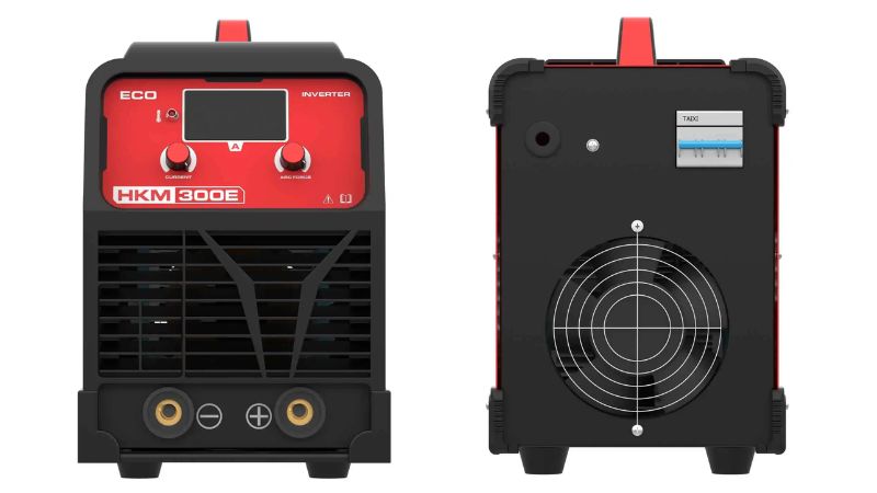 Mặt trước và sau của máy hàn que Hồng Ký HKM300E
