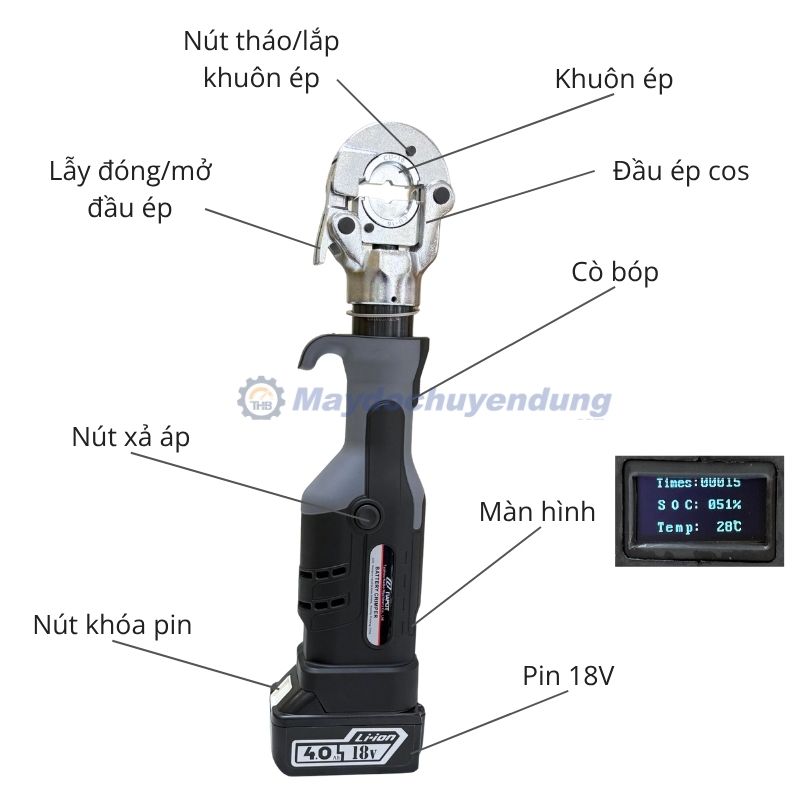 Thiết kế của máy ép cos thủy lực dùng pin LS-300