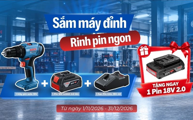 Mua máy pin Bosch pin Bosch tặng pin Bosch 18V 2.0Ah